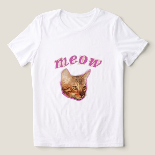Gato Real Engraçado – Design de Meme "Miau" – Ca (Design frontal)