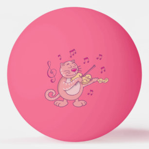 Gato Rosa com Bola de ping pong de Violino