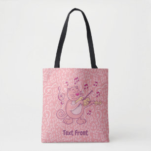 Gato Rosa com Violino Tote Bag