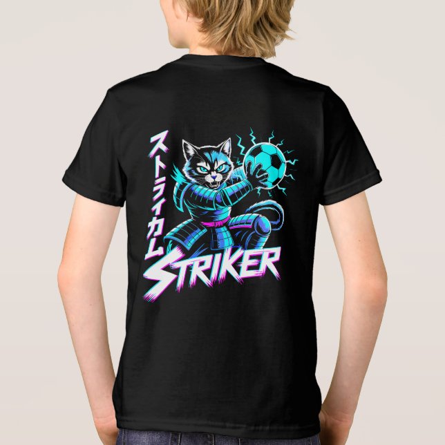 Gato Samurai Cyberpunk Striker para Gamers e Futeb (Verso)