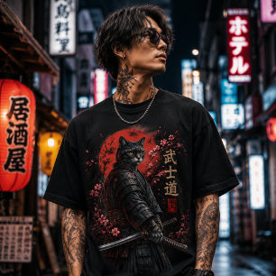 Gato Samurai Guerreiro Bushido Gráfico Premium