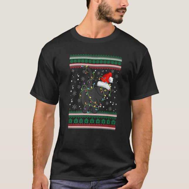 Gato Santa de Suéter de Natal Feio (Frente)