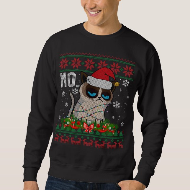 Gato Sem Grumpy Xmas Gatos Sem Suéter De Natal Fei (Frente)