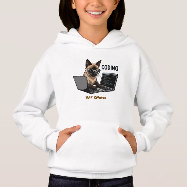 Gato Siames Cartoon Codificando (Frente)