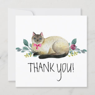 Gato Siames Cute em Branco Obrigado
