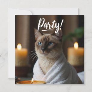 Gato Siamês no Convite de festas Spa