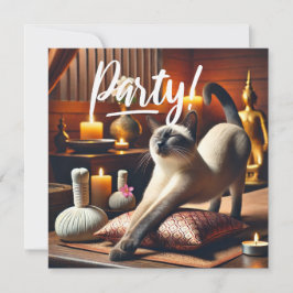 Gato Siamês no Convite de festas Spa