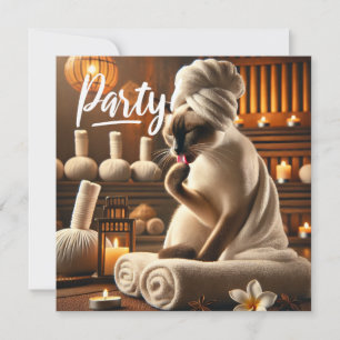 Gato Siamês no Convite de festas Spa