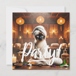 Gato Siamês no Convite de festas Spa