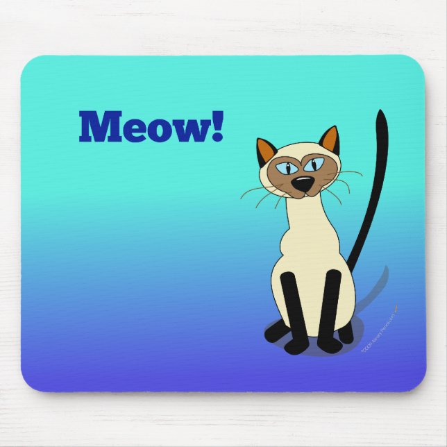 Gato Siamese Mousepad (azul) (Frente)