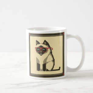 Gato Siamese que veste a caneca da arte do pixel