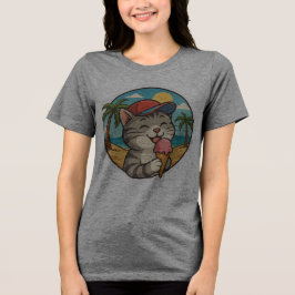 Gato Sorridente Comendo Sorvete – Adesivo Fofo de