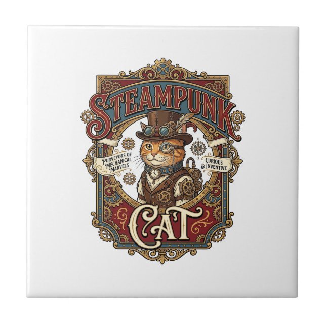 Gato Steampunk Vintage Steampunk Gato (Frente)