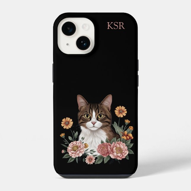 Gato Tabby Doce com Flores  (Verso)