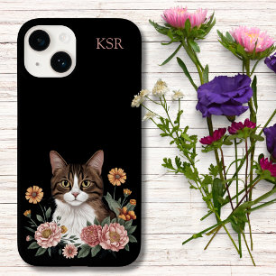 Gato Tabby Doce com Flores