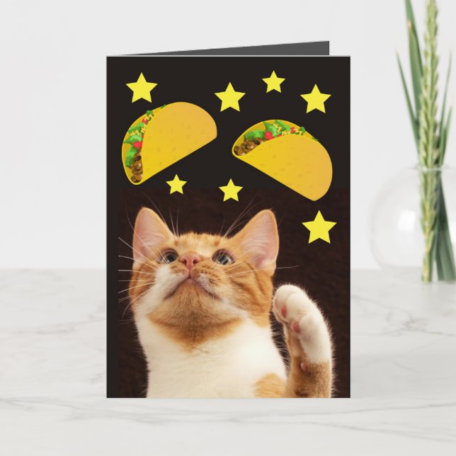 GATO TACO ESPACIAL COM CARTÕES DE ANIVERSÁRIO TACO (Frente)