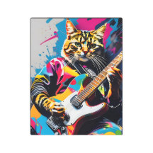Gato toca guitarra, grafite de rock