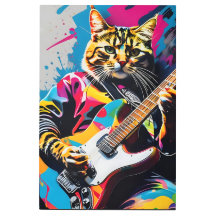 Gato toca guitarra, grafite de rock