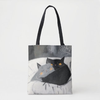 Gato Tote Bag, desenho manual, ilustração adorável