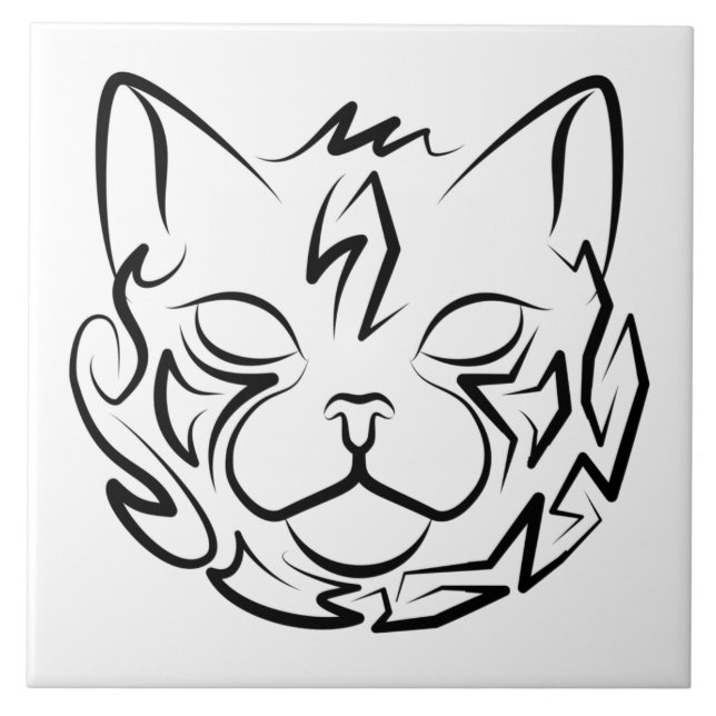 Gato Tribal Negro e Branco (Frente)