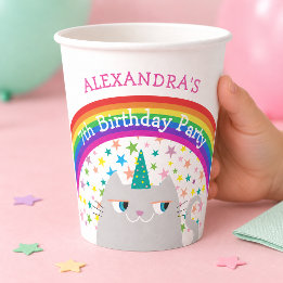 Gato Unicórnio Arco-íris Aniversário Infantil