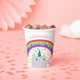 Gato Unicórnio Arco-íris Aniversário Infantil