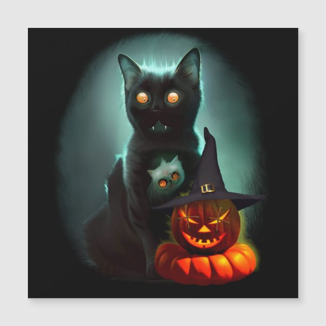 Gato Vampiro e Abóbora de Feiticeiro Halloween Sur (Frente)