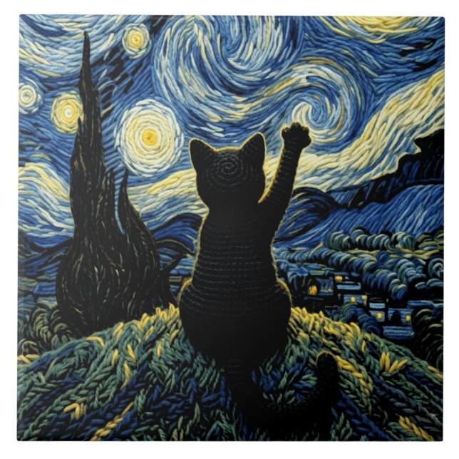 Gato Vangogh Noite Estrelada (Frente)