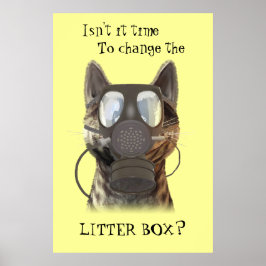 Gato vestindo um poster de máscara de gás