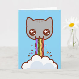 GATO VOMITANDO ARCO-ÍRIS - Cartão Engraçado de Gat