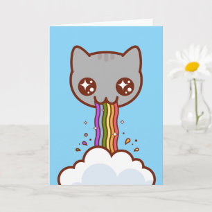 GATO VOMITANDO ARCO-ÍRIS - Cartão Engraçado de Gat