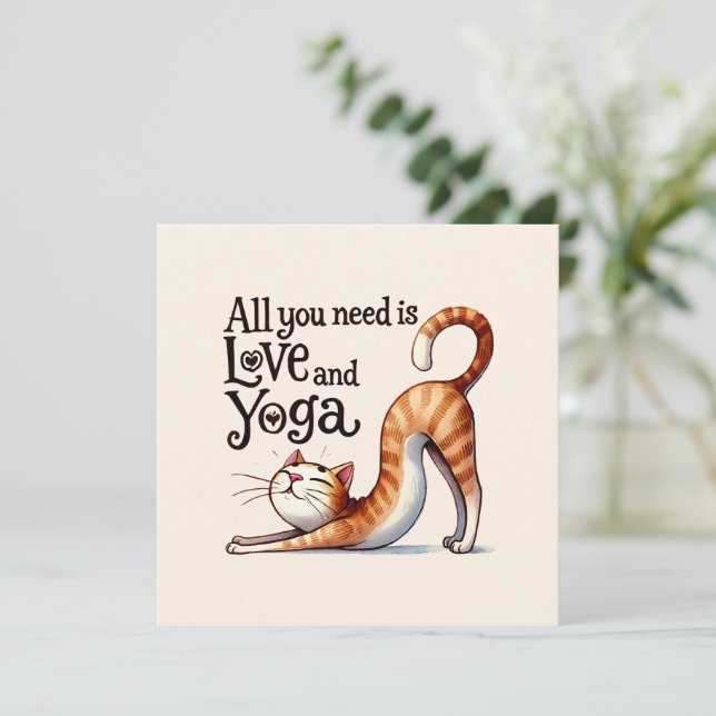 Gato Yoga Pose - Tudo que você precisa é amor e io (Em pé/Frente)