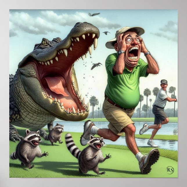 Gator Hazards - Impressão de Golfe Art (Frente)