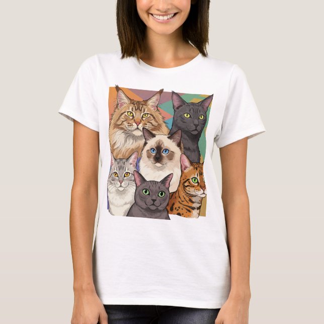 Gatos amam camiseta - gangue de gatos (Frente)