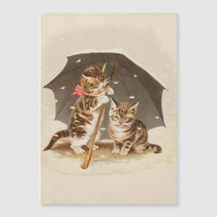 Gatos antigos debaixo de guarda-chuva arte de gato