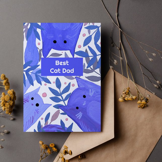 Gatos azuis e galhos Melhor pai de gato Cartão de  (Criador carregado)