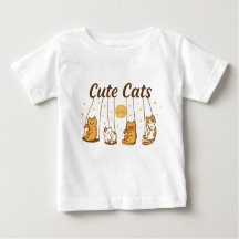 gatos bonitos em baloiços camisa de bebê.