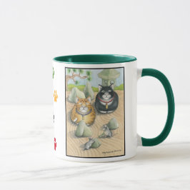 Gatos botão & verde da caneca da meditação de Tony