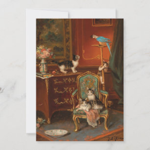 Gatos Brincando com Papagaio   Jules Le Roy