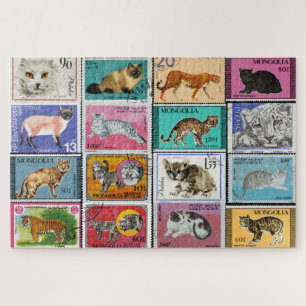 Gatos Carimbos Collage Quebra-cabeça