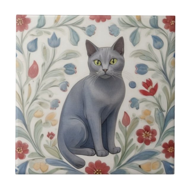 Gatos Cinza Florais - Gatos Cinzentos Flores Folcl (Frente)