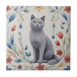 Gatos Cinza Florais - Gatos Cinzentos Flores Folcl