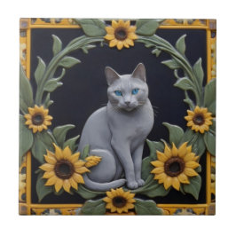 Gatos Cinza Girassol - Gato Cinzento e Girassóis A