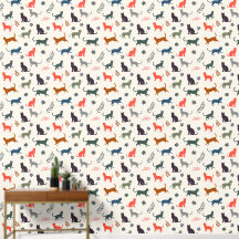 Gatos Coloridos Padrão Elegante Creme Chic Moderno