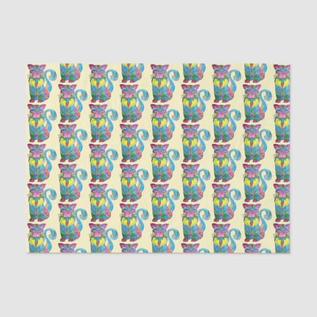 Gatos De Alebrije - Papel Tecido (Frente )