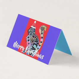 Gatos de Amor Feliz Vermelho Roxo Cartão de Natal