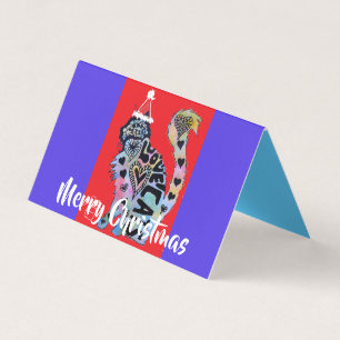 Gatos de Amor Feliz Vermelho Roxo Cartão de Natal