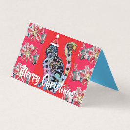 Gatos de Amor Feliz Vermelho Roxo Cartão de Natal