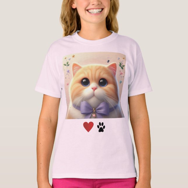 Gatos De Amor, Gatos, Gata, Gata Rosa, Camisa (Frente)