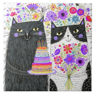 Gatos de Aniversário Caprichosos Buquê Floral